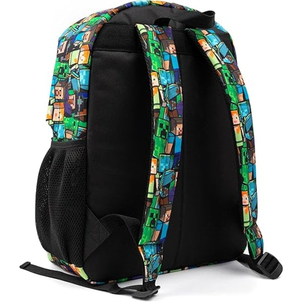 Minecraft Backpack for Boys | Black School Bag for Kids | Green Creeper Zombie Skeleton Enderman & Cave V1237-ZY-203-3355