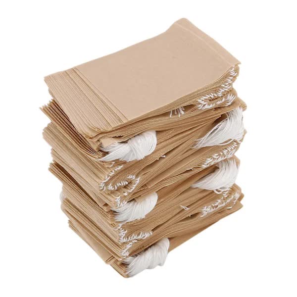 500-Pack Tea Filter Bags, Disposable Paper Tea Bag with Drawstring for Loose Tea, Coffee (Natural Brown) V1237-ZY-203-3357