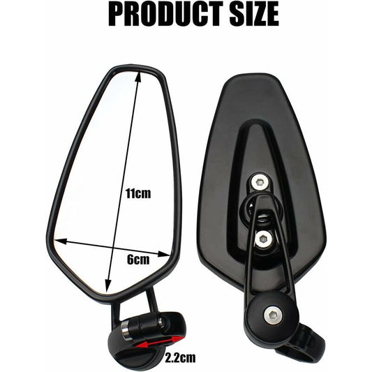 2pcs Motorcycle Handlebar Rearview Mirrors Motorcycle Rearview Mirrors for XJ6 MT01 MT03 MT07 MT09 (Black) V1237-ZY-203-3364