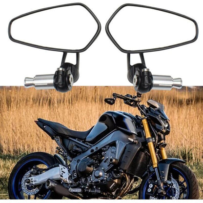 2pcs Motorcycle Handlebar Rearview Mirrors Motorcycle Rearview Mirrors for XJ6 MT01 MT03 MT07 MT09 (Black) V1237-ZY-203-3364