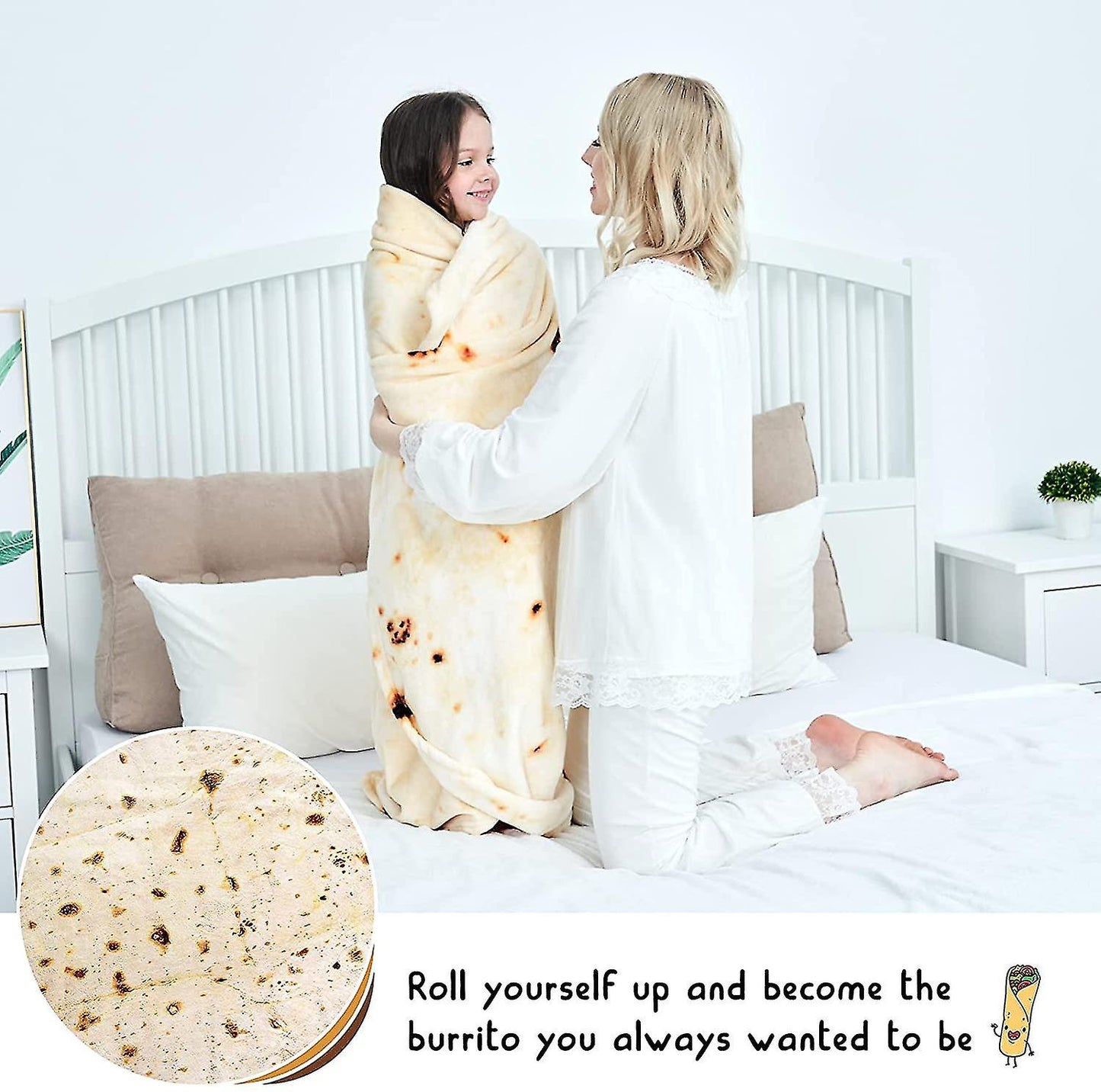Burrito Blanket, Double Sided, Giant Flour Tortilla Blanket V1237-ZY-203-3373