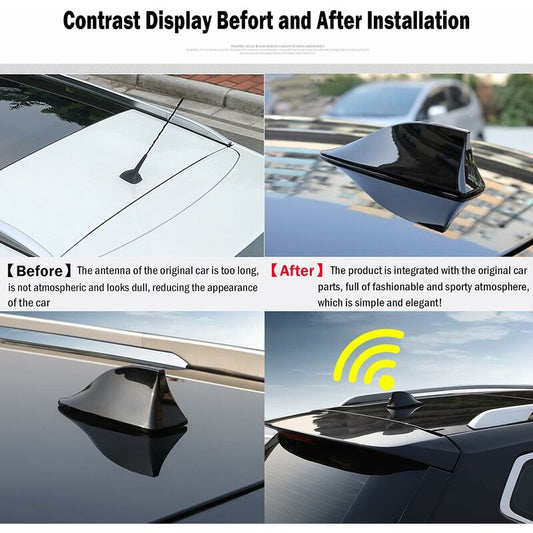 Universal Shark Fin Car Antenna - FM/AM Radio Antenna for Car SUV Truck Van (Black) V1237-ZY-203-3379