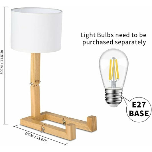Creative Robot Desk Lamp, Adjustable Can Place Books Wooden Bedside Lamp with Fabric Lampshade E27 Screw for V1237-ZY-203-3382