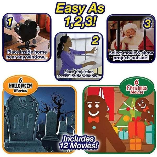 Christmas and Halloween Hologram Projector Window Projector LED V1237-ZY-203-3421