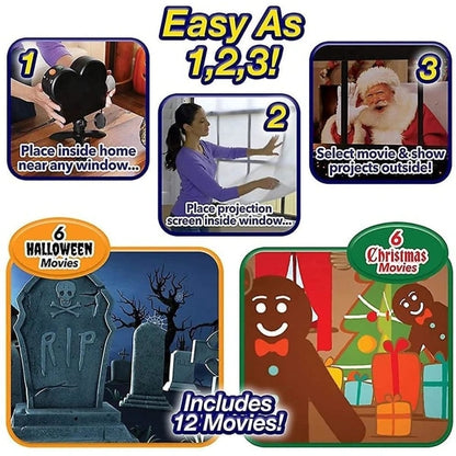 Christmas and Halloween Hologram Projector Window Projector LED V1237-ZY-203-3421