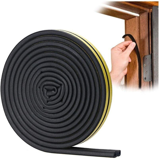 Black 6 meter D-profile Weather Strip, Door and Window Seal with Strong Adhesion, Soundproof and Weatherproof V1237-ZY-203-3433