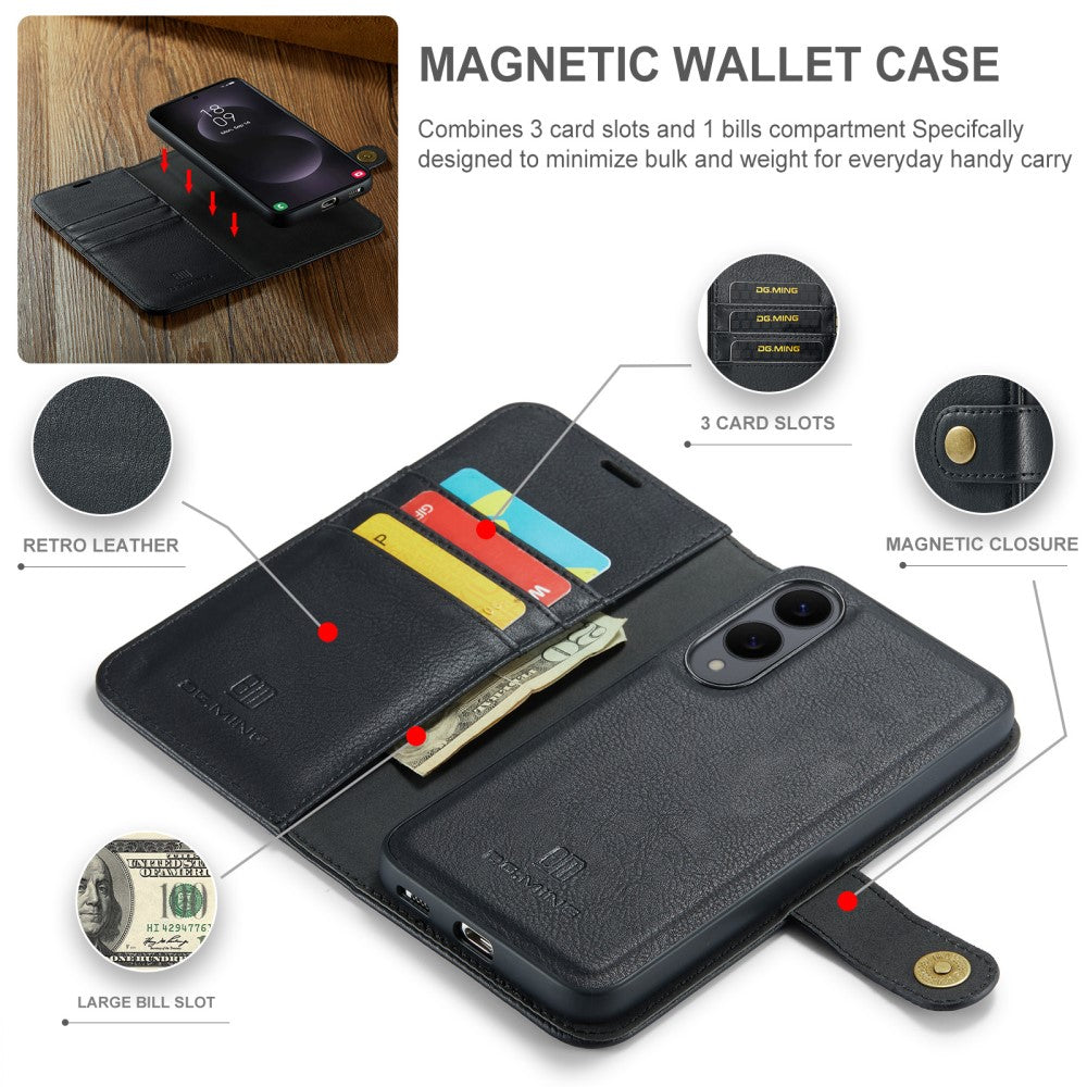 DG.MING 2-in-1 Magnetic Wallet Samsung Galaxy S25 Edge Black_max V1237-ZY-203-3442