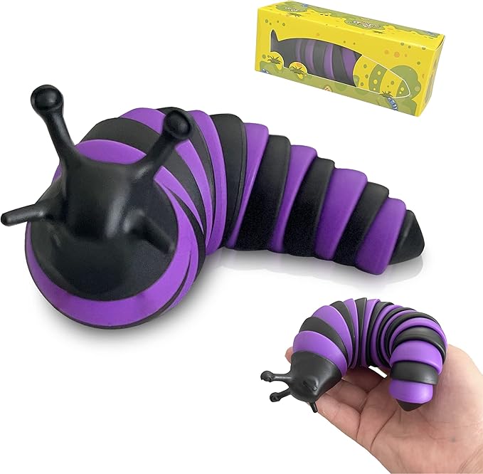 Fidget Slug, 3D Sensory Slug Fidget Toy, Funny Crawling Slug Fidget Toy Black purple 14CM V1237-ZY-203-3455