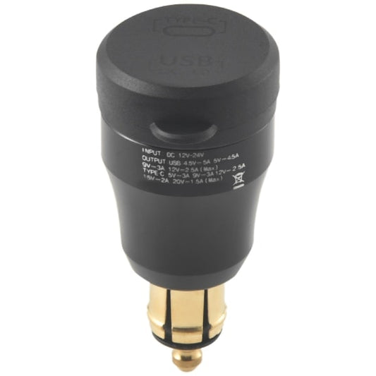 Motorcycle Waterproof Fast Charger with USB Type-C Port 12V/24V Qc3.0 Power Din Connector Black V1237-ZY-203-3467