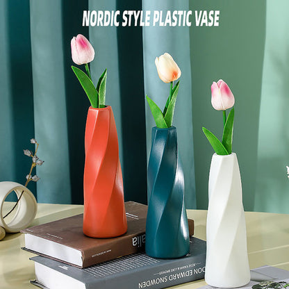 Plastic Vase Imitation Ceramic Flower Pot Table Arrangement Dark Blue V1237-ZY-203-3470