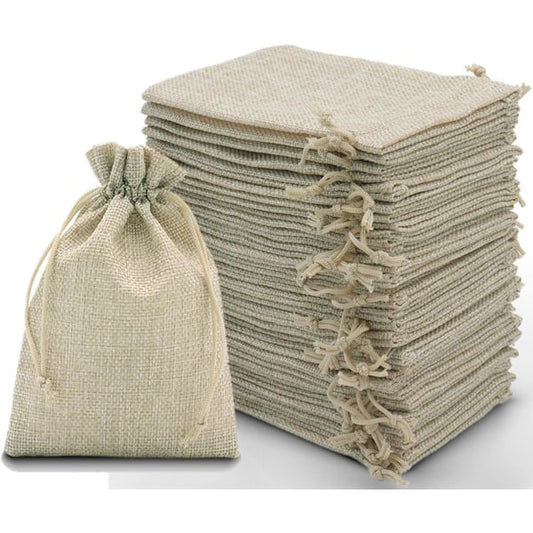 30pcs Drawstring Linen Bags, Linen Packaging Bags, Yellow Jute Gift Bags Jewelry Bags 10*15CM-tfrf V1237-ZY-203-3489