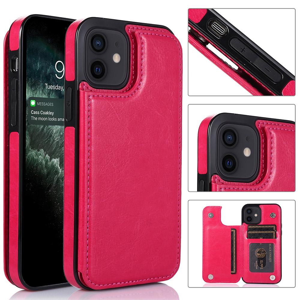 iPhone 12 - Practical and stylish case with card holder Rose gold V1237-ZY-203-3499