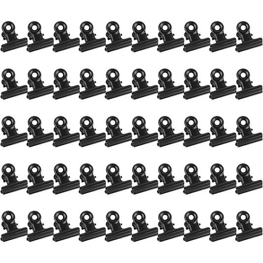 50 Pieces Hinged Metal Clips Strong Spring Black Bulldog Clip 22mm Metal Clips Small Paper Clip for Files V1237-ZY-203-3514