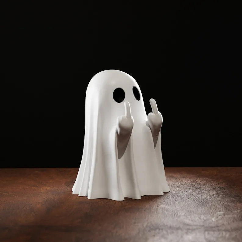 Halloween Creative Resin Middle Finger Ghosts, Ghost Festival Decorations, Spranks, Provocation, Garden V1237-ZY-203-3534