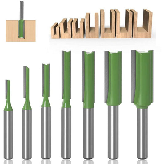 6mm Straight Router Bit Set, 7 Pieces Woodworking Carbide Straight Groove Router Bits for Wood, Compatible V1237-ZY-203-3542
