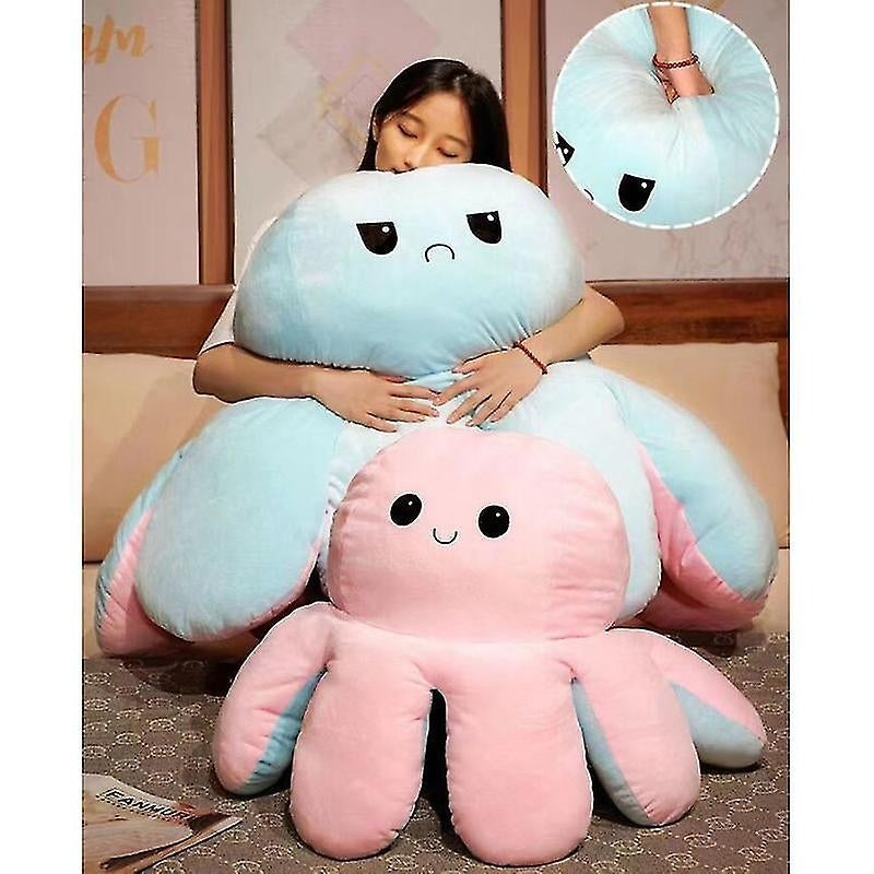 Double-sided blue octopus plush toy, large plush octopus pillow toy blue - Perfect Blue 90cm-max Blue 90cm V1237-ZY-203-3581