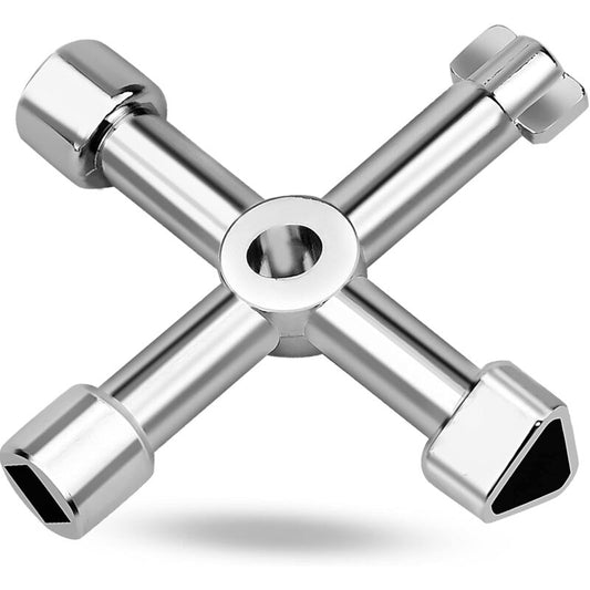 4-in-1 Universal Electrical Cabinet Wrench for Elevators and Valves Silver Multifunctional Tool Wrench V1237-ZY-203-3602