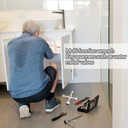 4-in-1 Universal Electrical Cabinet Wrench for Elevators and Valves Silver Multifunctional Tool Wrench V1237-ZY-203-3602