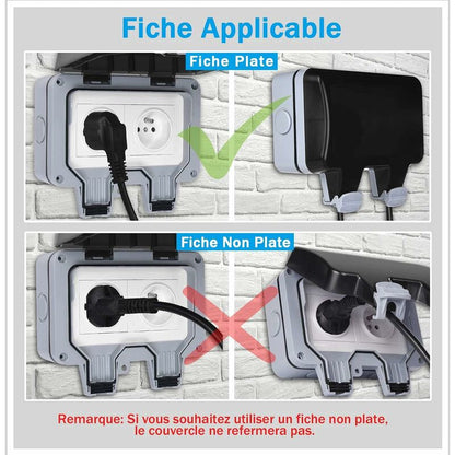 Waterproof Socket Double Outdoor Power Socket IP66 Waterproof Wall Socket 16A V1237-ZY-203-3629