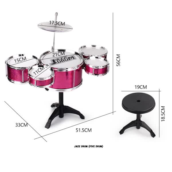 Drum Set for Toddlers Tough Impact Resistant Drums Detachable Drum Instrument Red Oversized Drum Set V1237-ZY-203-3631