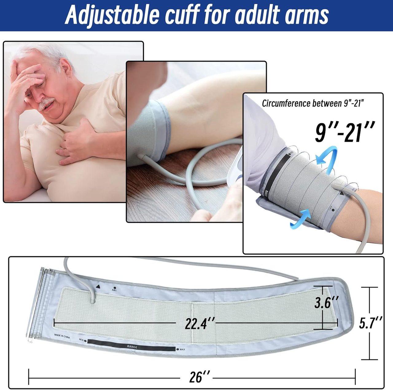 Omron 9201d-21201d XL Blood Pressure Cuff 22-52 cm Gray for Adults V1237-ZY-203-3636