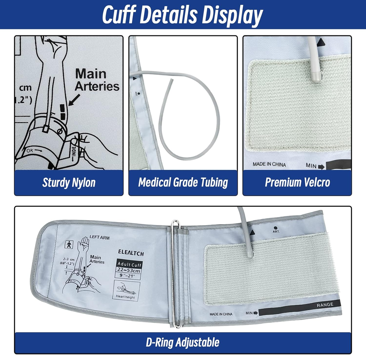 Omron 9201d-21201d XL Blood Pressure Cuff 22-52 cm Gray for Adults V1237-ZY-203-3636