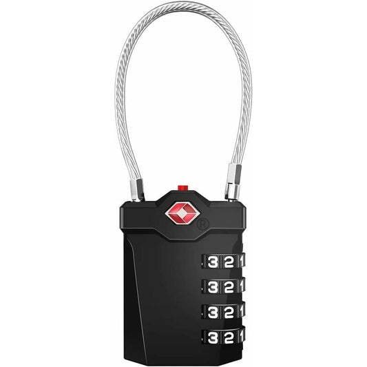 Luggage Lock, TSA 4-Digit Combination Lock for Suitcase with Opening Alarm, Code Lock Gym Cable Lock (1 V1237-ZY-203-3639