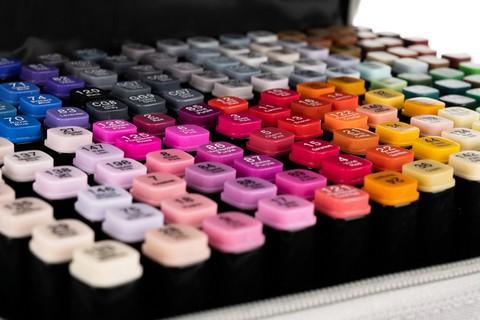 168-pack Marker Pens with Case - Double-sided Colored Pens Multicolor multicolor V1237-ZY-203-3640