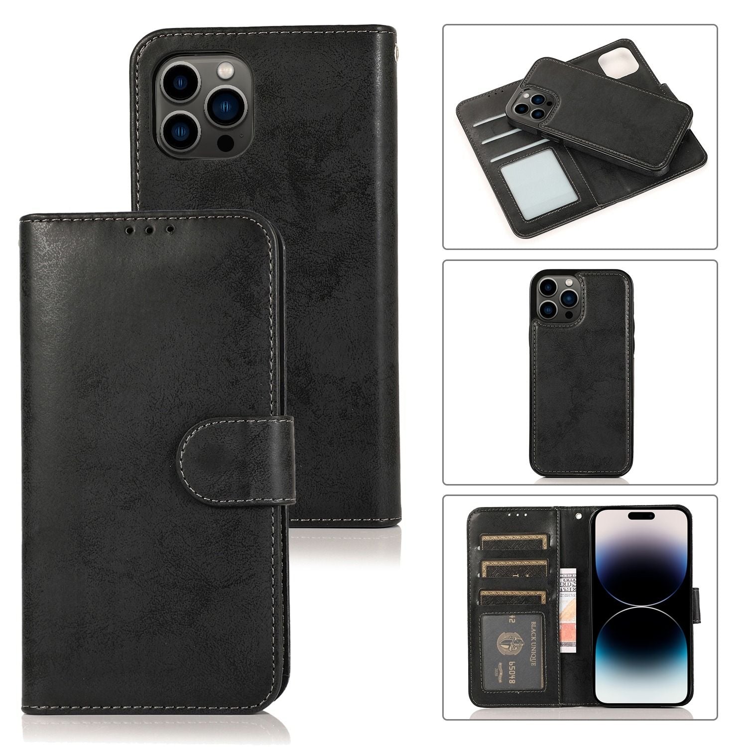 iPhone 16 Wallet Case Magnet Black Black_max Black V1237-ZY-203-3675