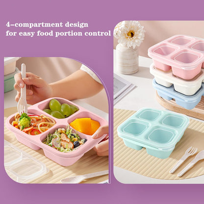 4-pack snack boxes with compartments, snack containers for kids and adults, 4-compartment bento lunch boxes V1237-ZY-203-3681