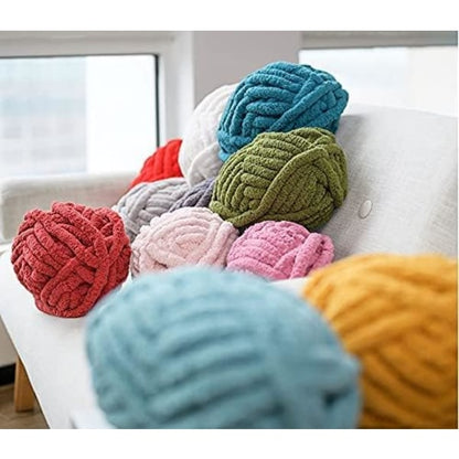 Chunky Knitted Chenille Yarn for Hand Crocheting Blankets Super Soft Large Jumbo Blanket Yarn - Olive Green V1237-ZY-203-3685
