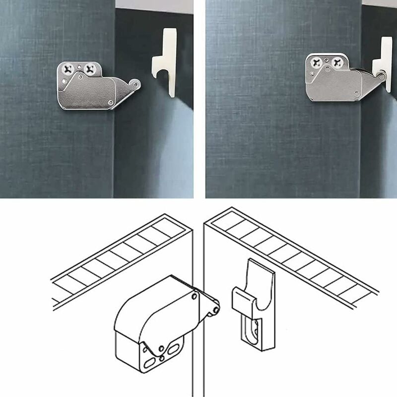 Mini latches with spring, 6 pcs Mini automatic spring lock, Spring lock, Spring lock Mini cabinet lock Mini V1237-ZY-203-3689