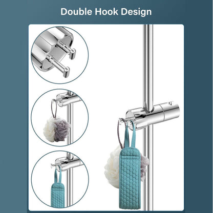 Adjustable Shower Head with 2 Hooks for 16-27mm Shower Rod, Wall Mounted Chrome Hand Shower Holder V1237-ZY-203-3691
