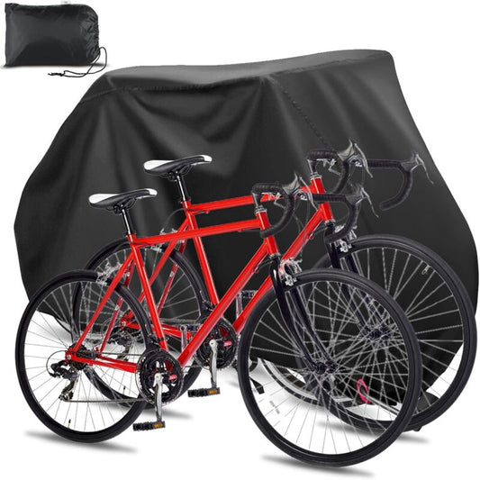 Waterproof 210D Oxford Bicycle Cover for 2 Bikes with Lock Holes, Windproof Storage Bag for Outdoor Bicycles, V1237-ZY-203-3694