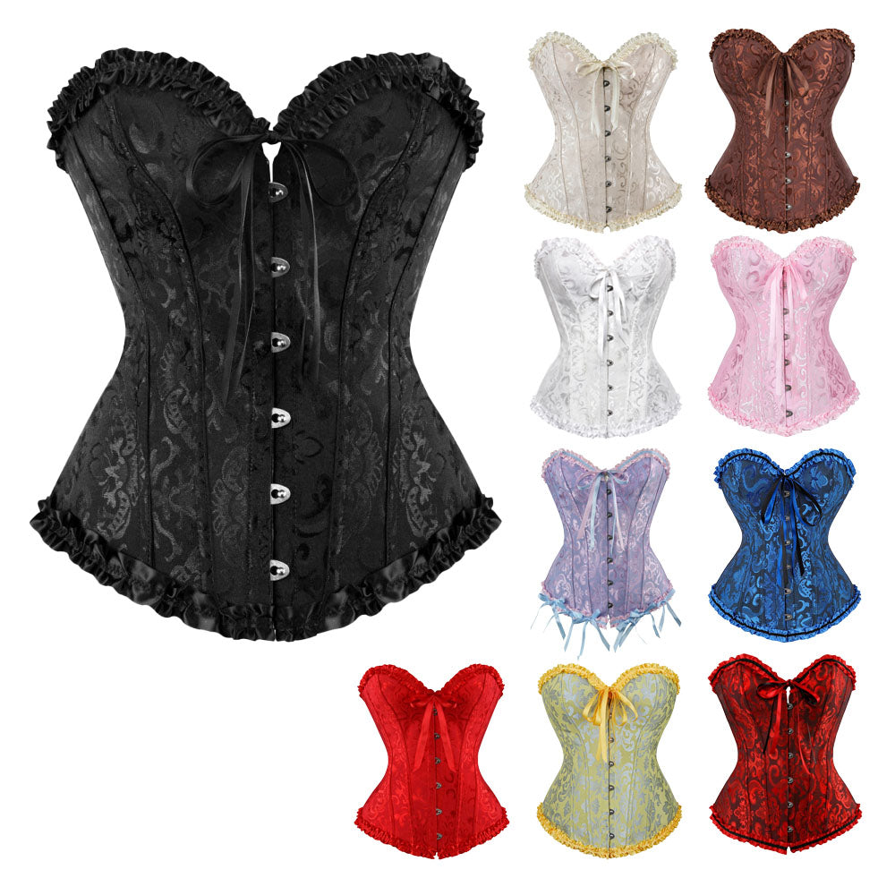 Women's Corset with Flowers, Braless, Strapless Lingerie Black Black[ca] Black 4XL V1237-ZY-203-3717
