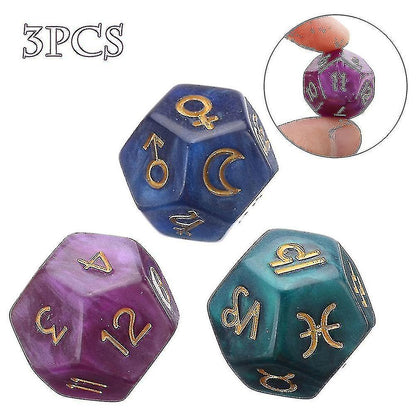 3pcs 12-sided resin tweezers astrology tarot constellation divination dice V1237-ZY-203-3728