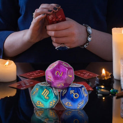 3pcs 12-sided resin tweezers astrology tarot constellation divination dice V1237-ZY-203-3728