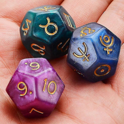 3pcs 12-sided resin tweezers astrology tarot constellation divination dice V1237-ZY-203-3728