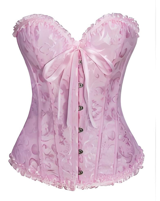 Women's Corset with Flowers, Braless, Strapless Lingerie Pink Pink[ca] Pink XS V1237-ZY-203-3733