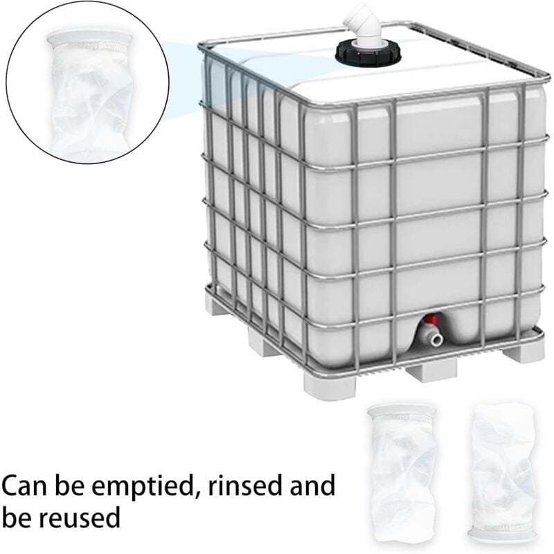 45 degrees IBC Water Filter with Lid, 163mm Nylon Rainwater Filter, Washable, Compatible with IBC Water Tank V1237-ZY-203-3735