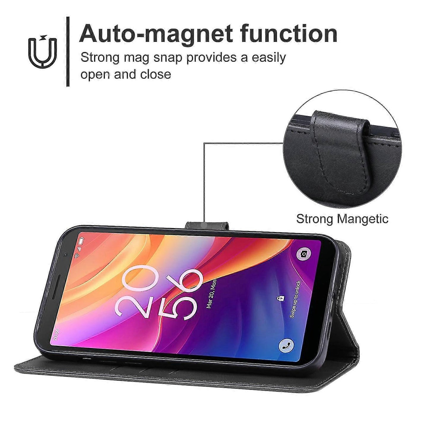 Leather Case for TCL 501 Black V1237-ZY-203-3749