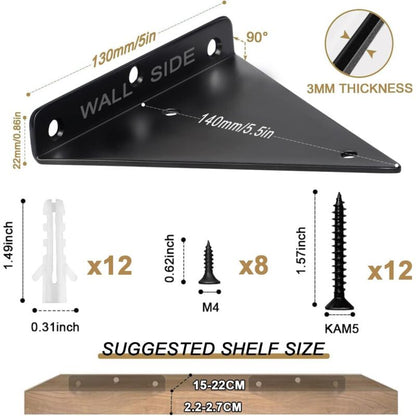 Package Triangle Shelf Brackets, 14cm Iron Floating Shelf Brackets, Metal Wall Mounted Shelf Brackets for DIY V1237-ZY-203-3753
