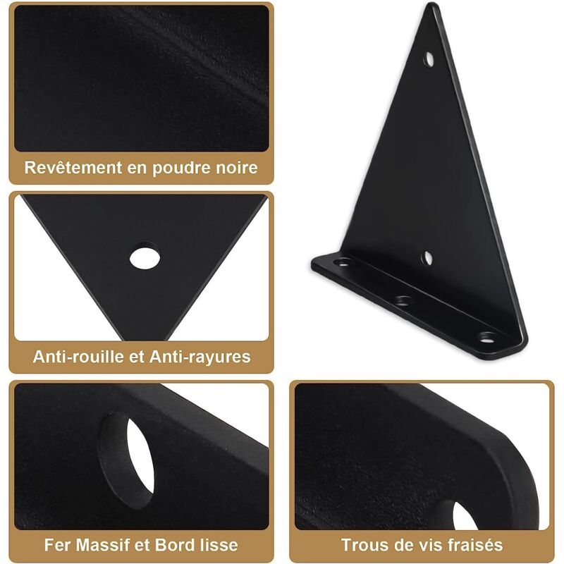 Package Triangle Shelf Brackets, 14cm Iron Floating Shelf Brackets, Metal Wall Mounted Shelf Brackets for DIY V1237-ZY-203-3753