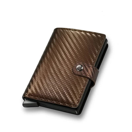 Carbon Fiber Credit Card Holder Wallet Men RFID Smart Metal Thin Slim Pop Up Minimalist Wallet Small Black V1237-ZY-203-3769