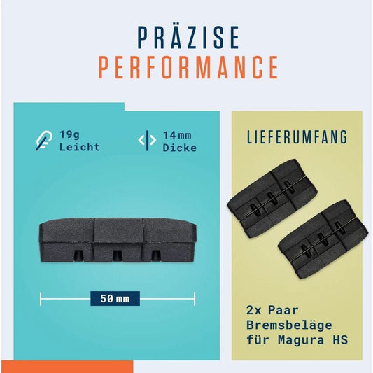 Magura HS Brake Pads - 2 Pairs 50mm, High Power Durable, Compatible with Magura HS11 HS22 HS33 V1237-ZY-203-3774