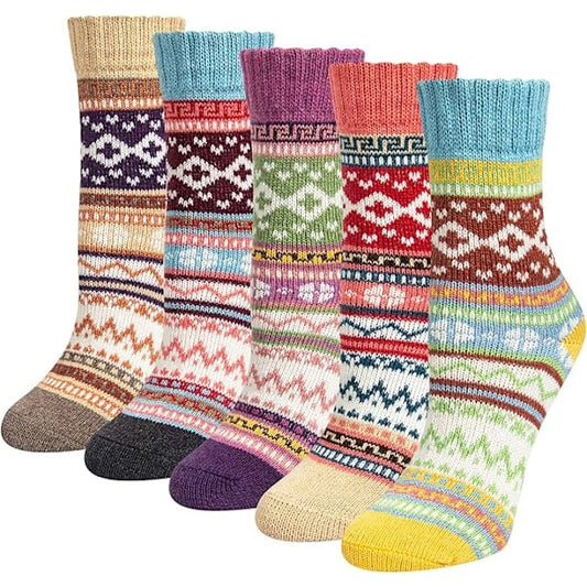 Pairs of Women's Merino Wool Socks, Thicker Thermal Knitting, Women's Socks for Hiking, Backpacking, V1237-ZY-203-3777
