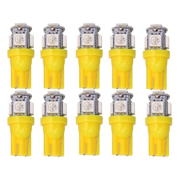T10 w5w LED with 5 pcs 5050SMD Yellow-Orange chip 12v DC 10-pack Yellow Yellow V1237-ZY-203-3787