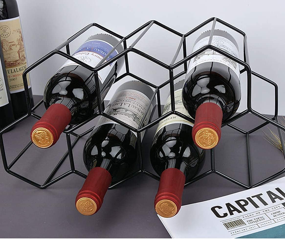 Freestanding Metal Wine Rack for 9 Bottles - Black, Tabletop Wine Rack V1237-ZY-203-3790