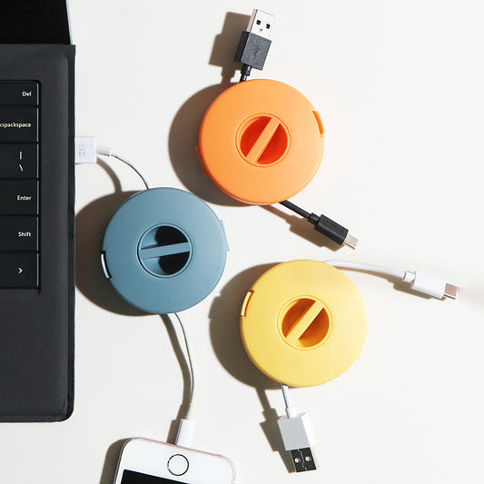 Set of 4 cable holders, empty, retractable, compact and versatile, for USB cables, charging cables and small V1237-ZY-203-3803