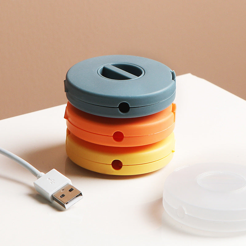 Set of 4 cable holders, empty, retractable, compact and versatile, for USB cables, charging cables and small V1237-ZY-203-3803